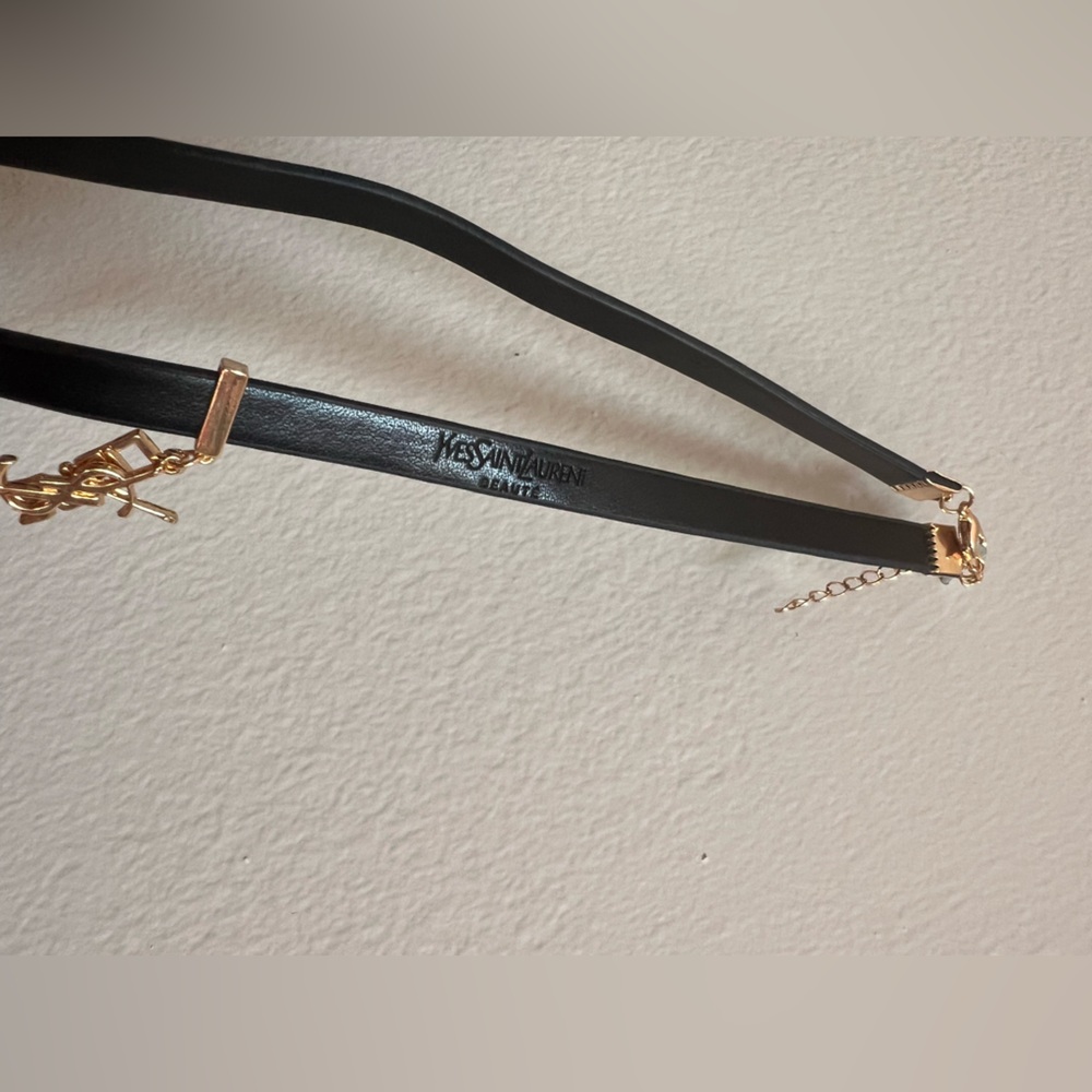 New! Yves Saint Laurent Black and Gold Leather Choker or Bracelet! - Picture 3 of 7